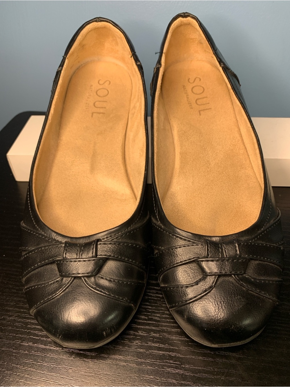 Naturalizer Black Leather Slip-On Ballet Flats